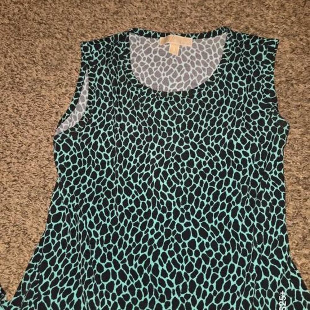 Michael Kors Teal Animal Print Sleeveless Maxi Dress Size 1X
